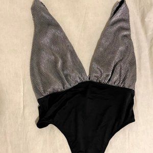 NWOT Silver Bodysuit